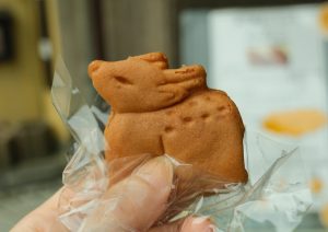 若草山で食べ歩き 春日鹿まんじゅう かのこ